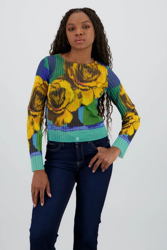Blusa mesh estampado flores digital sold by Shasa