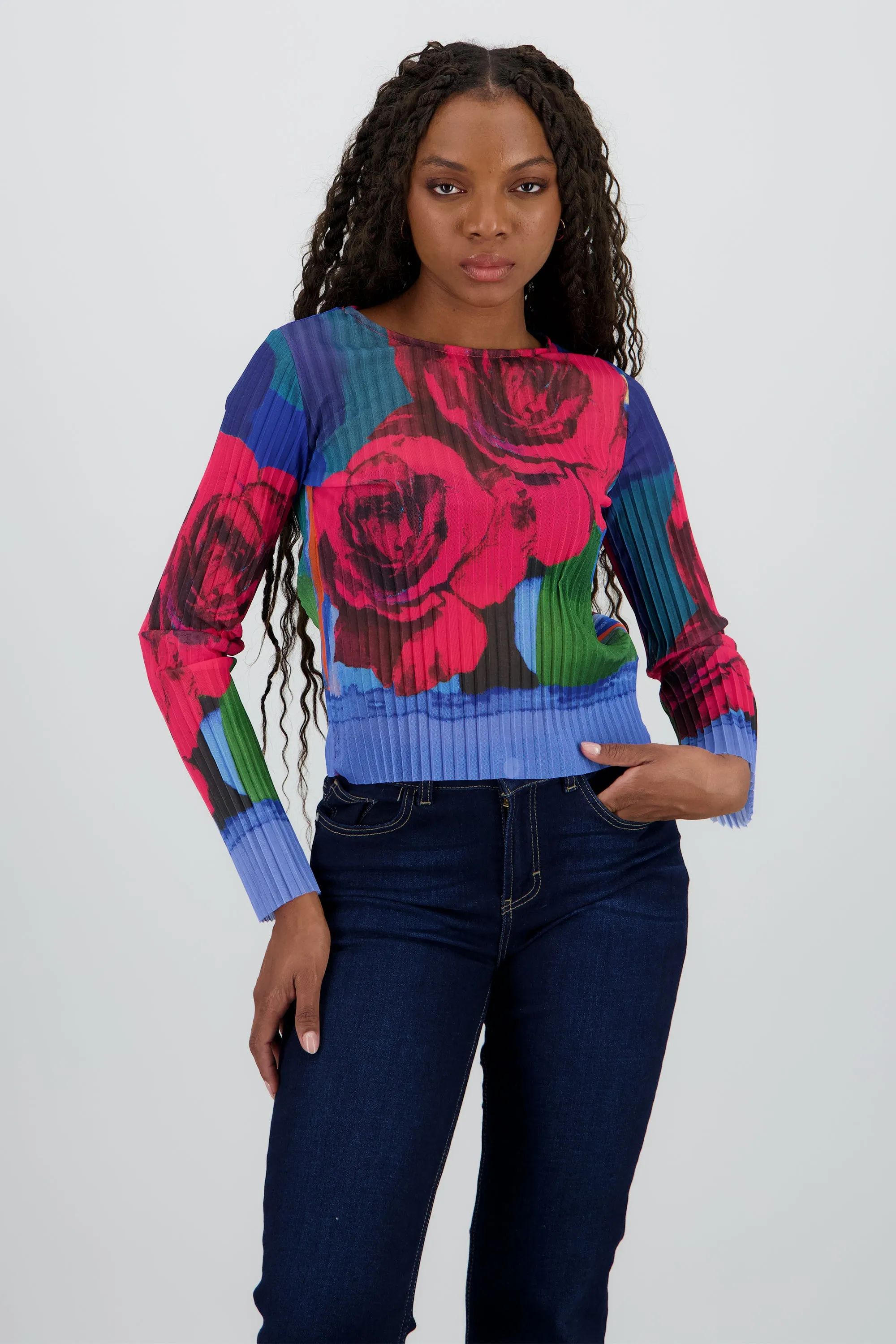 Blusa mesh estampado flores digital sold by Shasa product image thumbnail 2