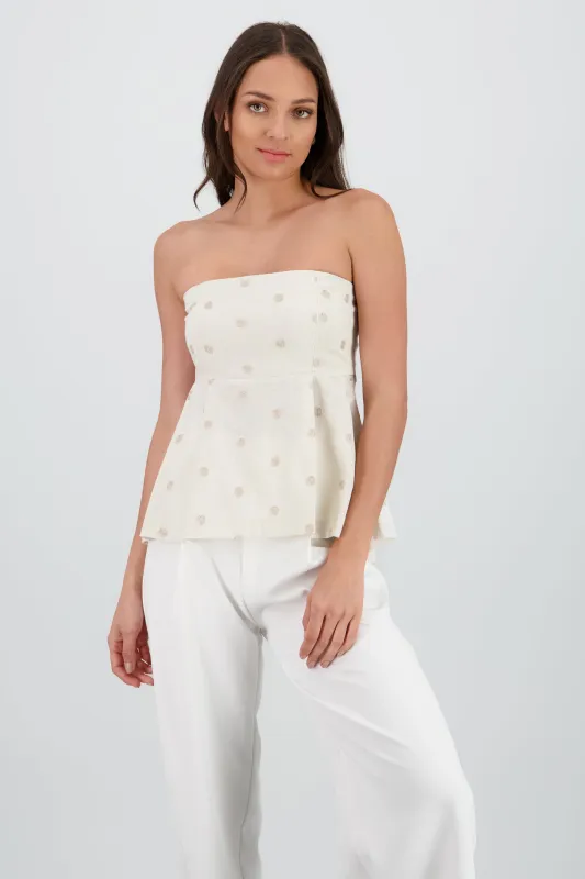 Top strapless polkadots sold by Shasa