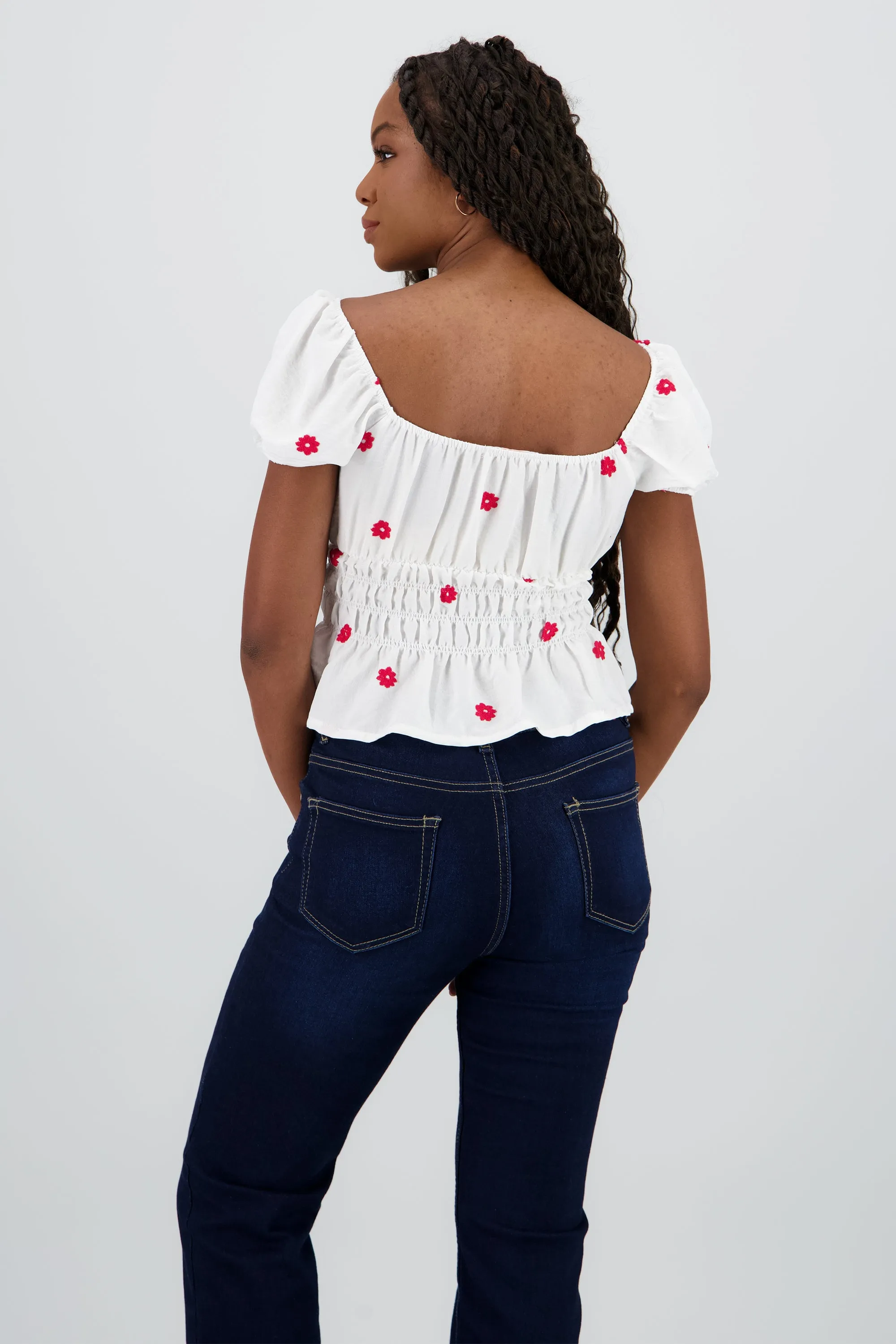 Blusa manga abullonada bordado flores sold by Shasa product image thumbnail 4