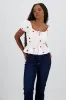Blusa manga abullonada bordado flores sold by Shasa