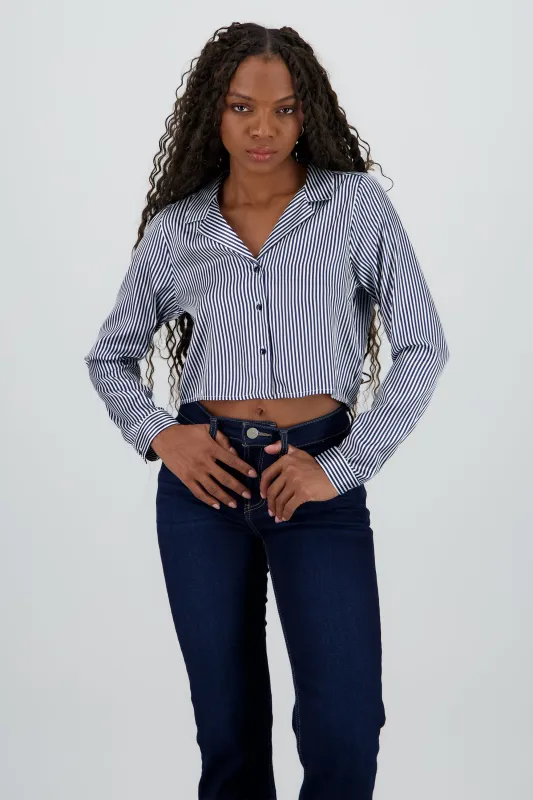 Camisa crop manga larga satinada sold by Shasa