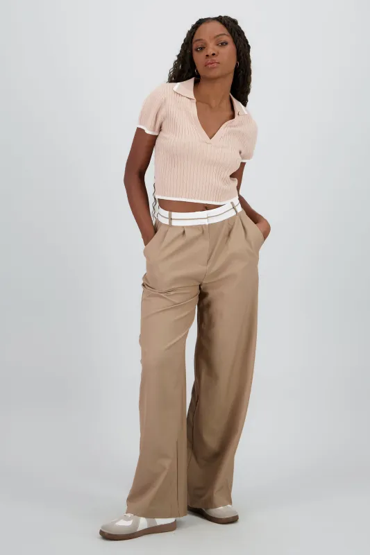 Pantalon con pretina contraste sold by Shasa