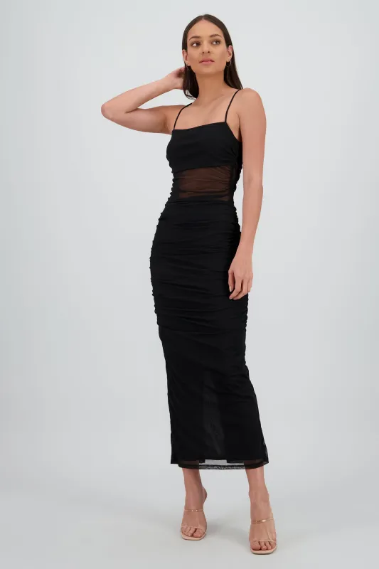 Vestido maxi drapeado mesh sold by Shasa