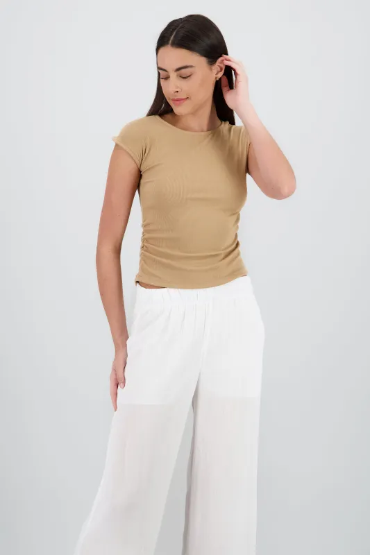 Top cuello alto sin mangas de rib sold by Shasa