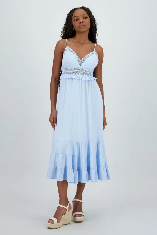 Vestido maxi detalle crochet sold by Shasa