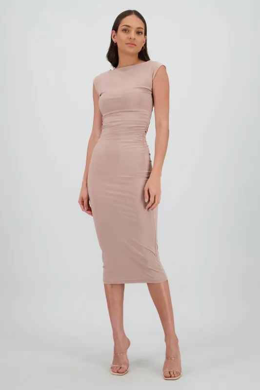 Vestido drapeado sin mangas sold by Shasa