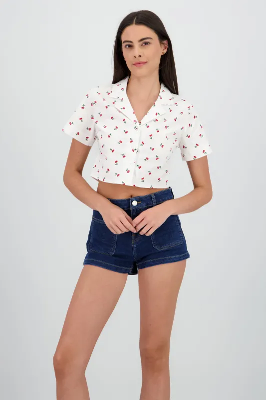 Camisa crop estampado cerezas sold by Shasa