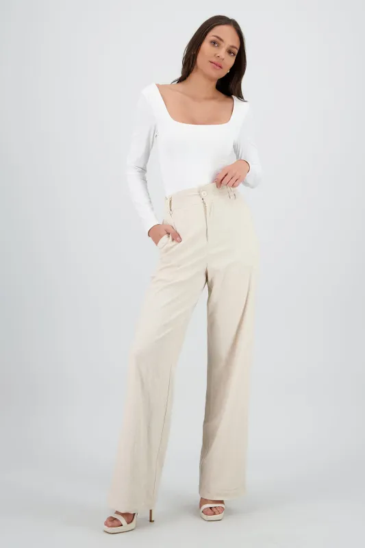 Pantalon recto detalle presillas boton sold by Shasa