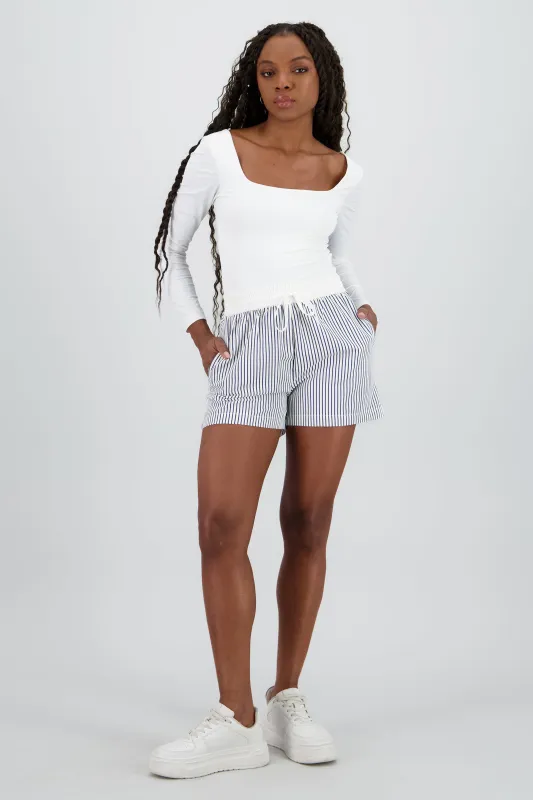 Shorts mini resorte detalle rayas contraste sold by Shasa