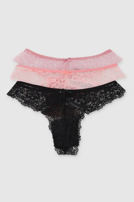 Tripack tanga encaje resorte sold by Shasa