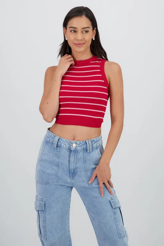 Top cuello redondo rayas seamless sold by Shasa