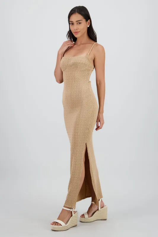 Vestido maxi textura con copas sold by Shasa