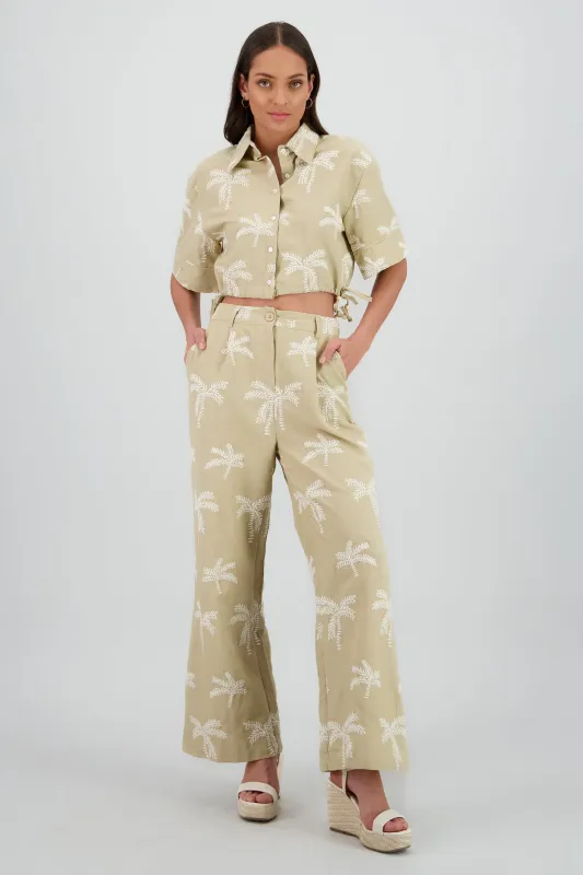 Pantalon recto detalle palmeras sold by Shasa