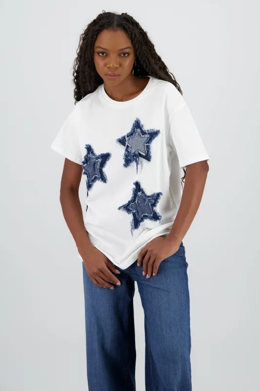 Playera manga corta detalle estrellas sold by Shasa