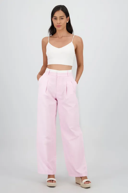 Pantalon recto detalle contraste pretina sold by Shasa