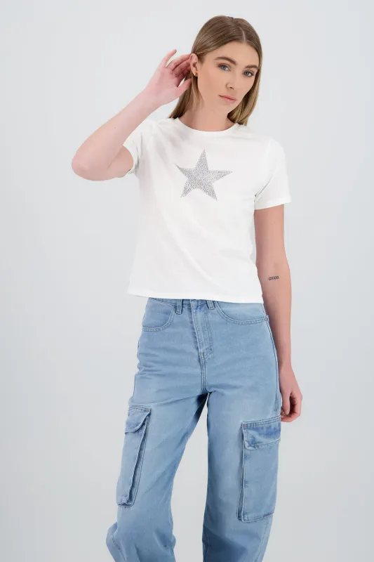 Playera estrella brillos sold by Shasa