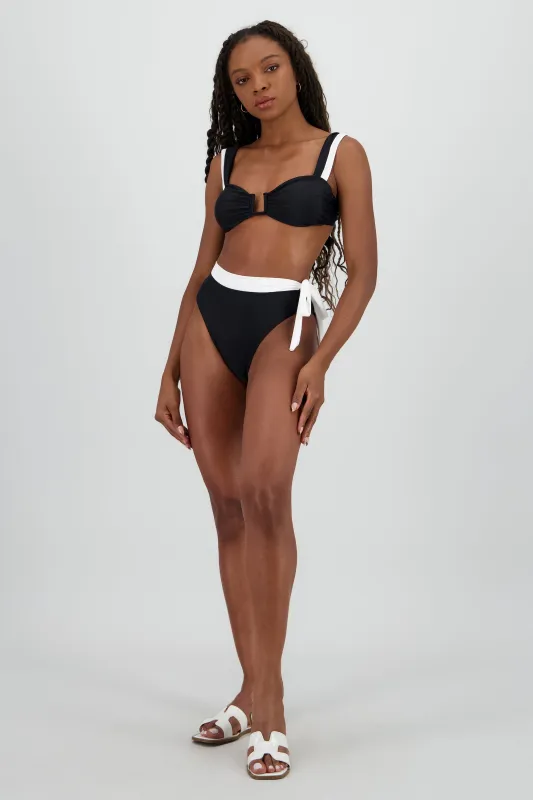 Bikini moño cintura alta contraste sold by Shasa