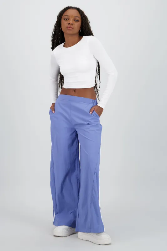 Pantalon amplio detalle franjas contraste sold by Shasa