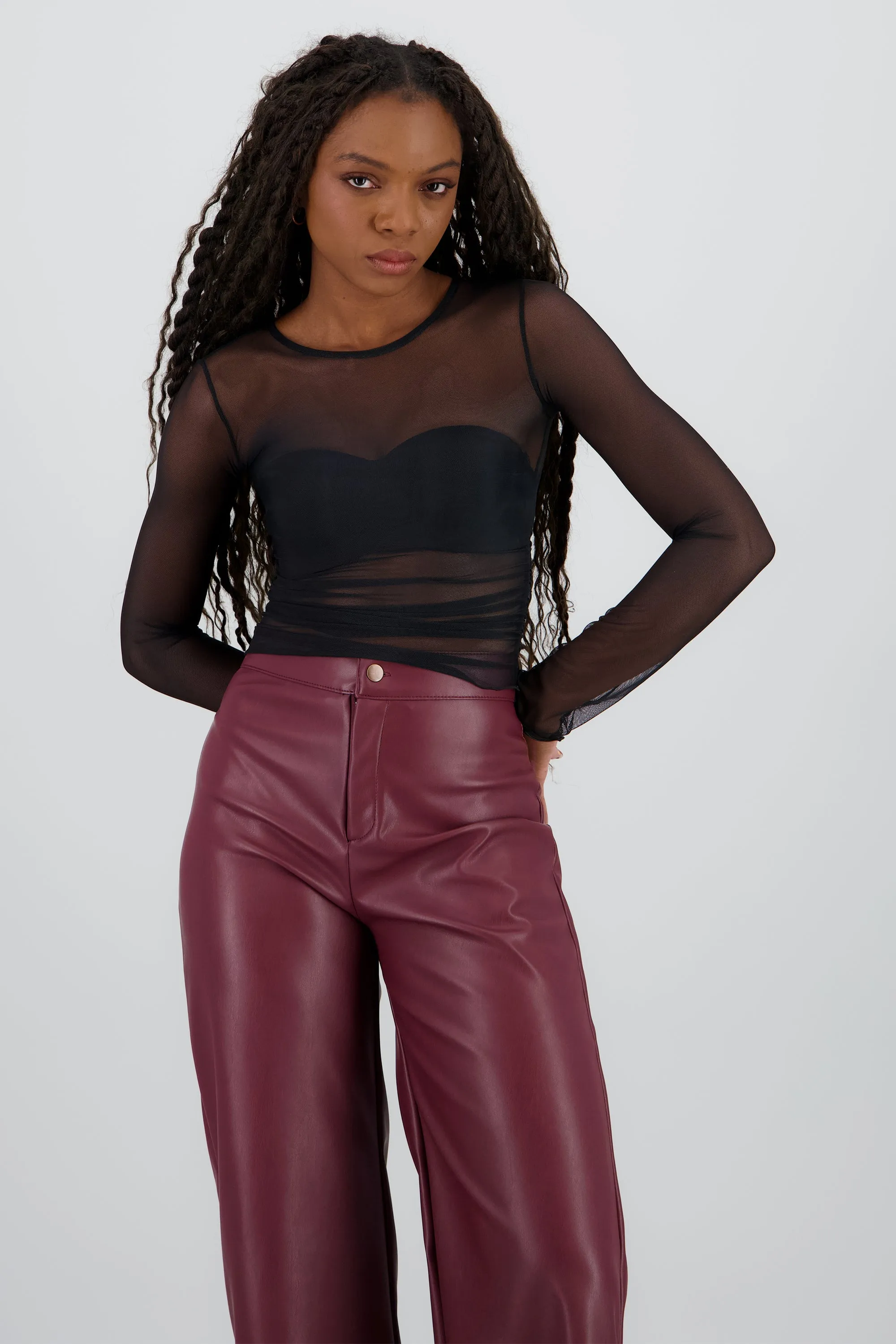 Top de mesh con frunces liso sold by Shasa