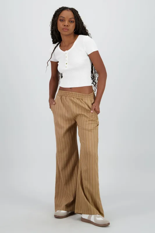 Pantalón wide leg fluido rayas diplomáticas sold by Shasa