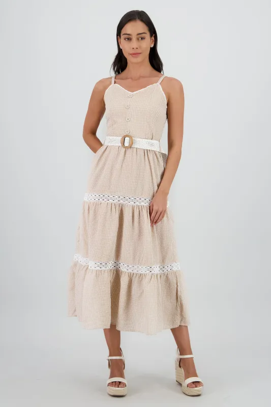 Vestido midi olanes detalle cinturon sold by Shasa