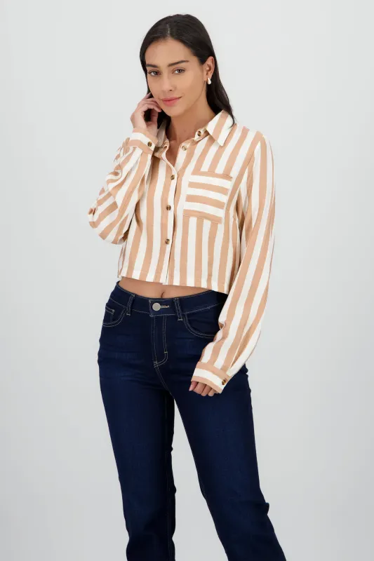 Camisa manga larga puño rayas sold by Shasa