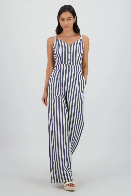 Jumpsuit cuello v tirantes rayas sold by Shasa