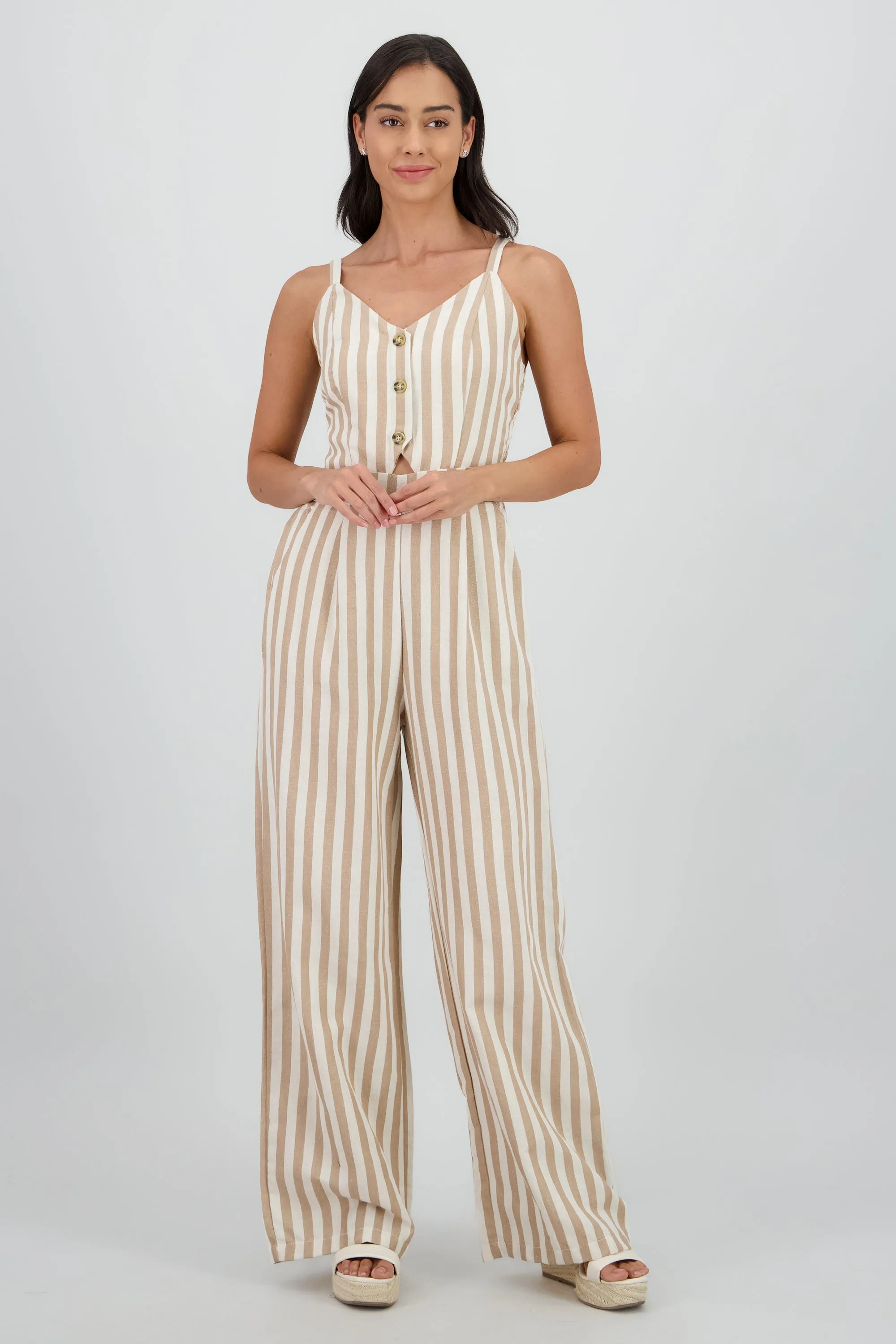 Jumpsuit cuello v tirantes rayas sold by Shasa