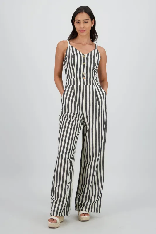 Jumpsuit cuello v tirantes rayas sold by Shasa
