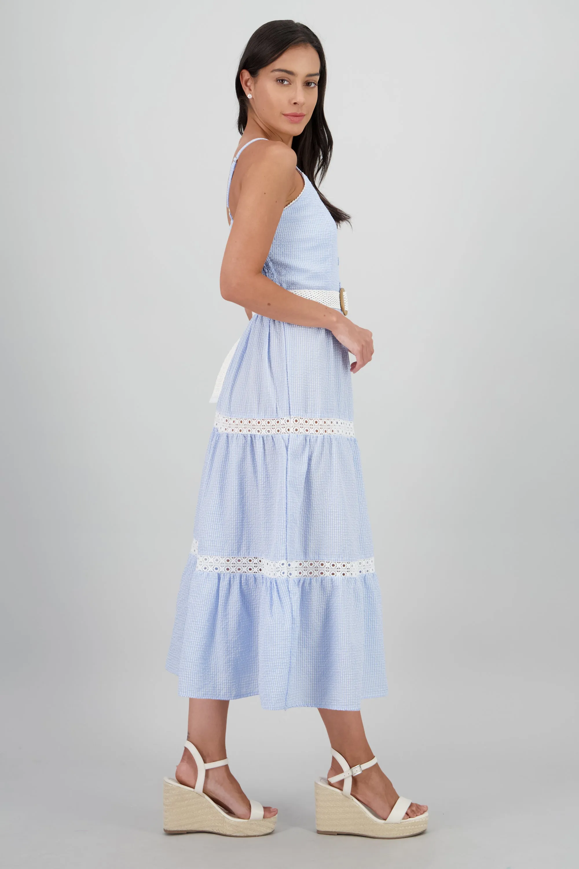 Vestido midi olanes detalle cinturon sold by Shasa product image thumbnail 3