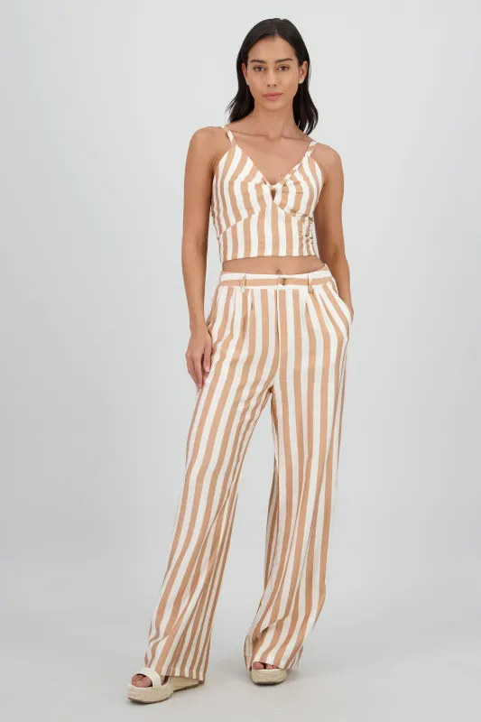 Pantalon amplio rayas detalle boton sold by Shasa