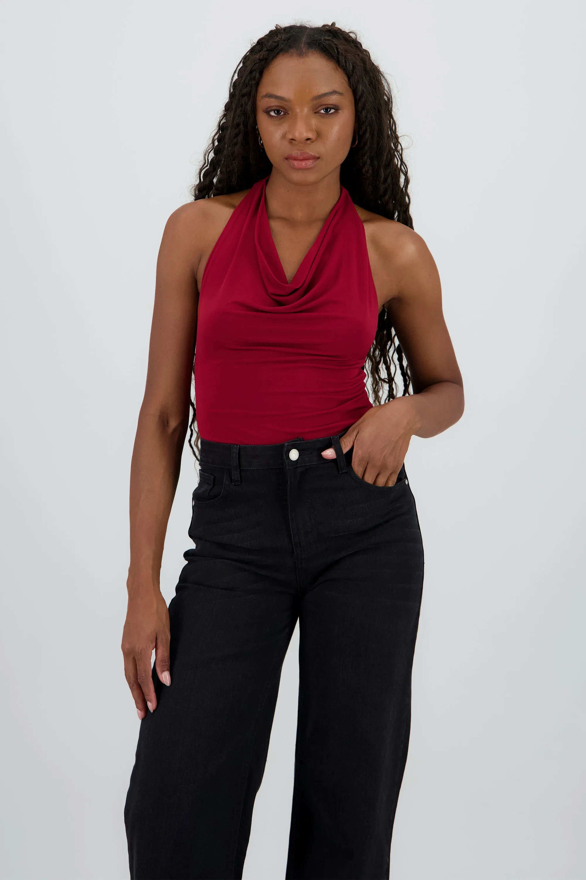 Bodysuit halter escote cascada drapeado sold by Shasa