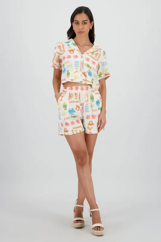 Short mini detalle resorte estampado sold by Shasa
