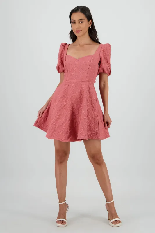 Vestido mini manga abullonada escote corazon sold by Shasa