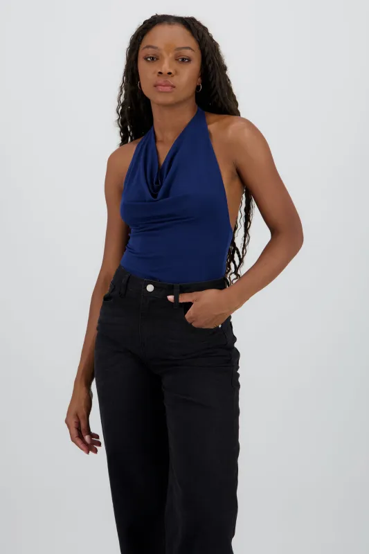 Bodysuit halter escote cascada drapeado sold by Shasa