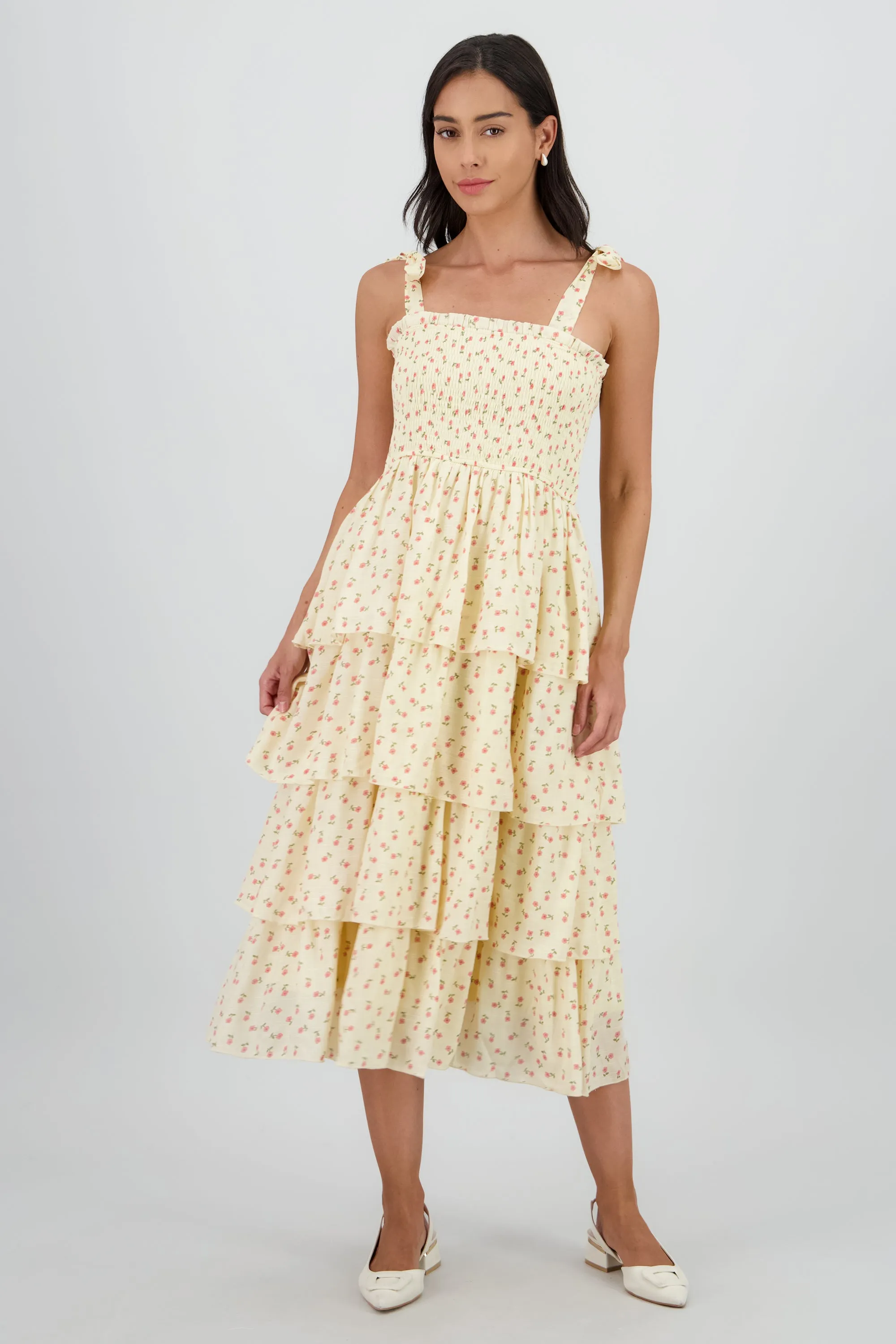 Vestido maxi capas flores sold by Shasa