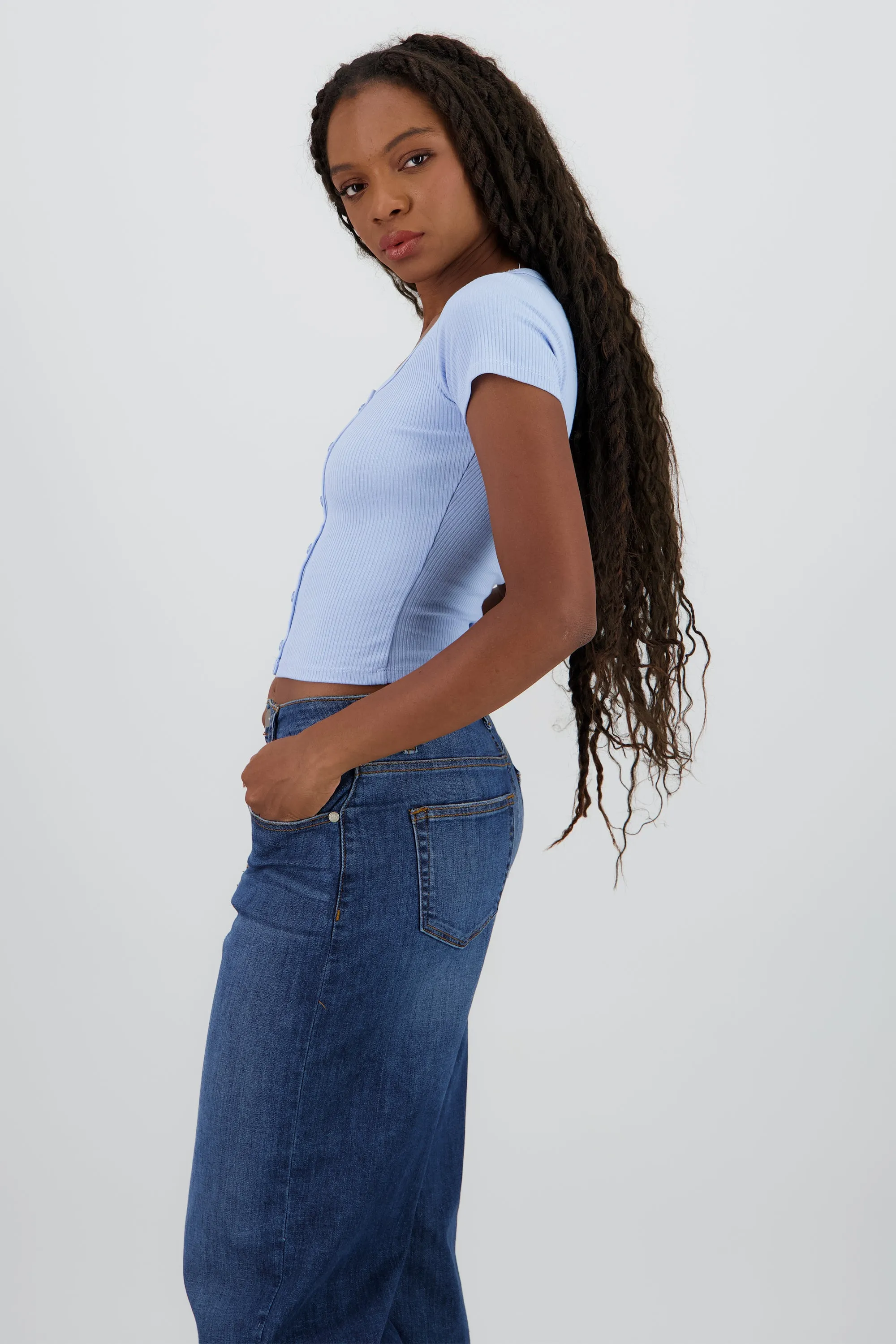 Top manga corta rib con botones sold by Shasa product image thumbnail 3