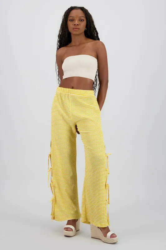 Pantalon amplio detalle lazos estampado sold by Shasa