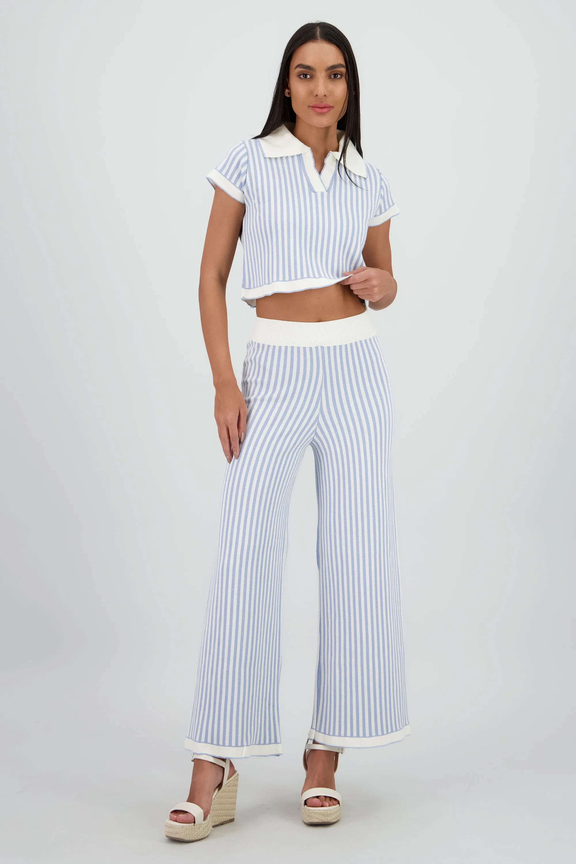 Pantalon tejido rayas amplio sold by Shasa