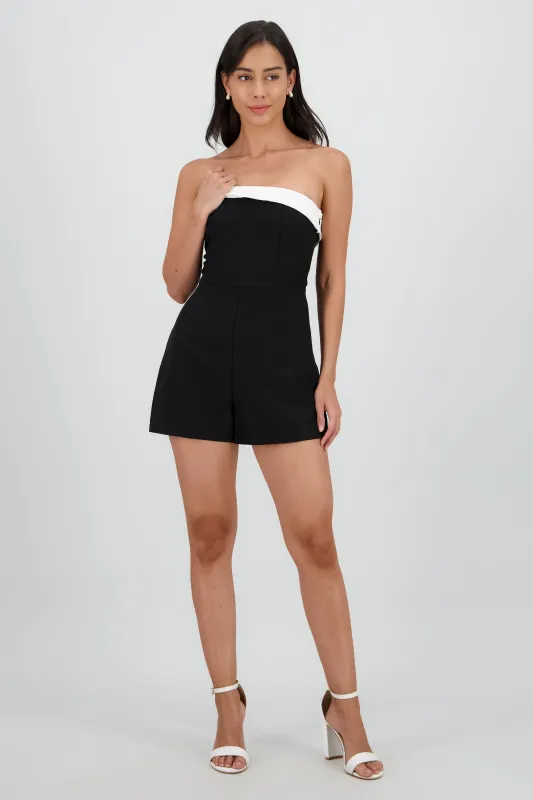 Romper strapless detalle contraste sold by Shasa