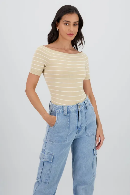 Bodysuit rayas hombro descubierto sold by Shasa