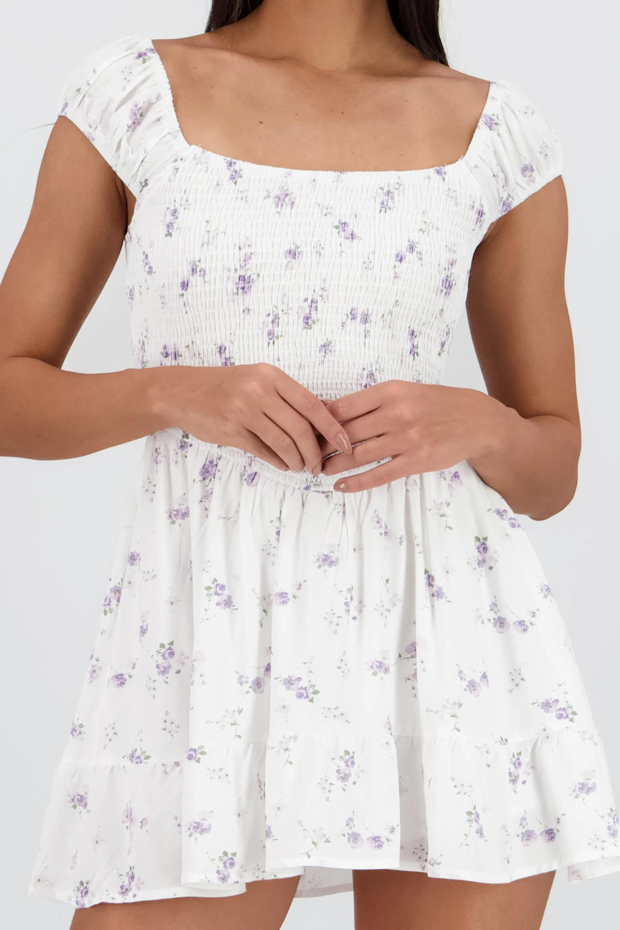 Vestido corto talle fruncido flores forro short sold by Shasa product image thumbnail 5