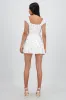 Vestido corto talle fruncido flores forro short sold by Shasa