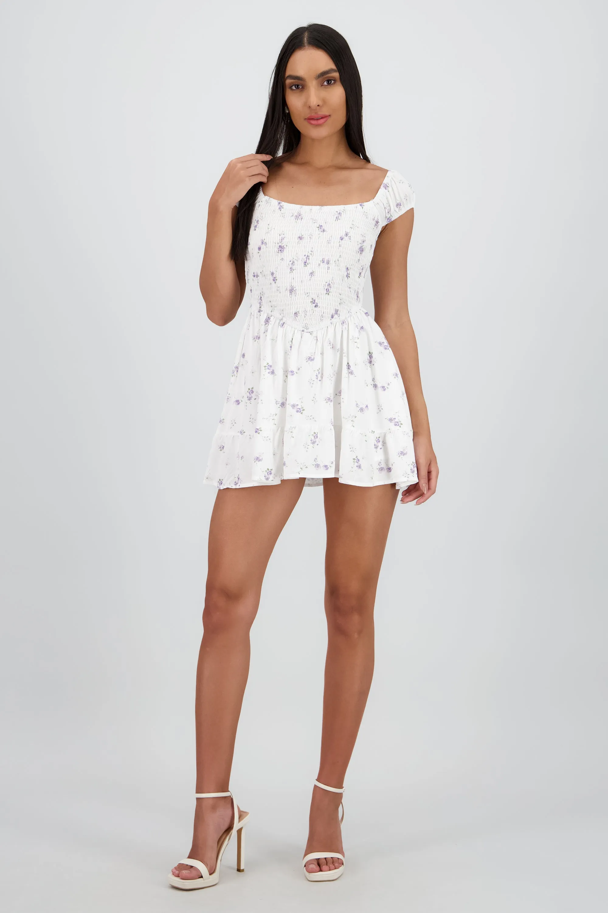 Vestido corto talle fruncido flores forro short sold by Shasa product image thumbnail 2