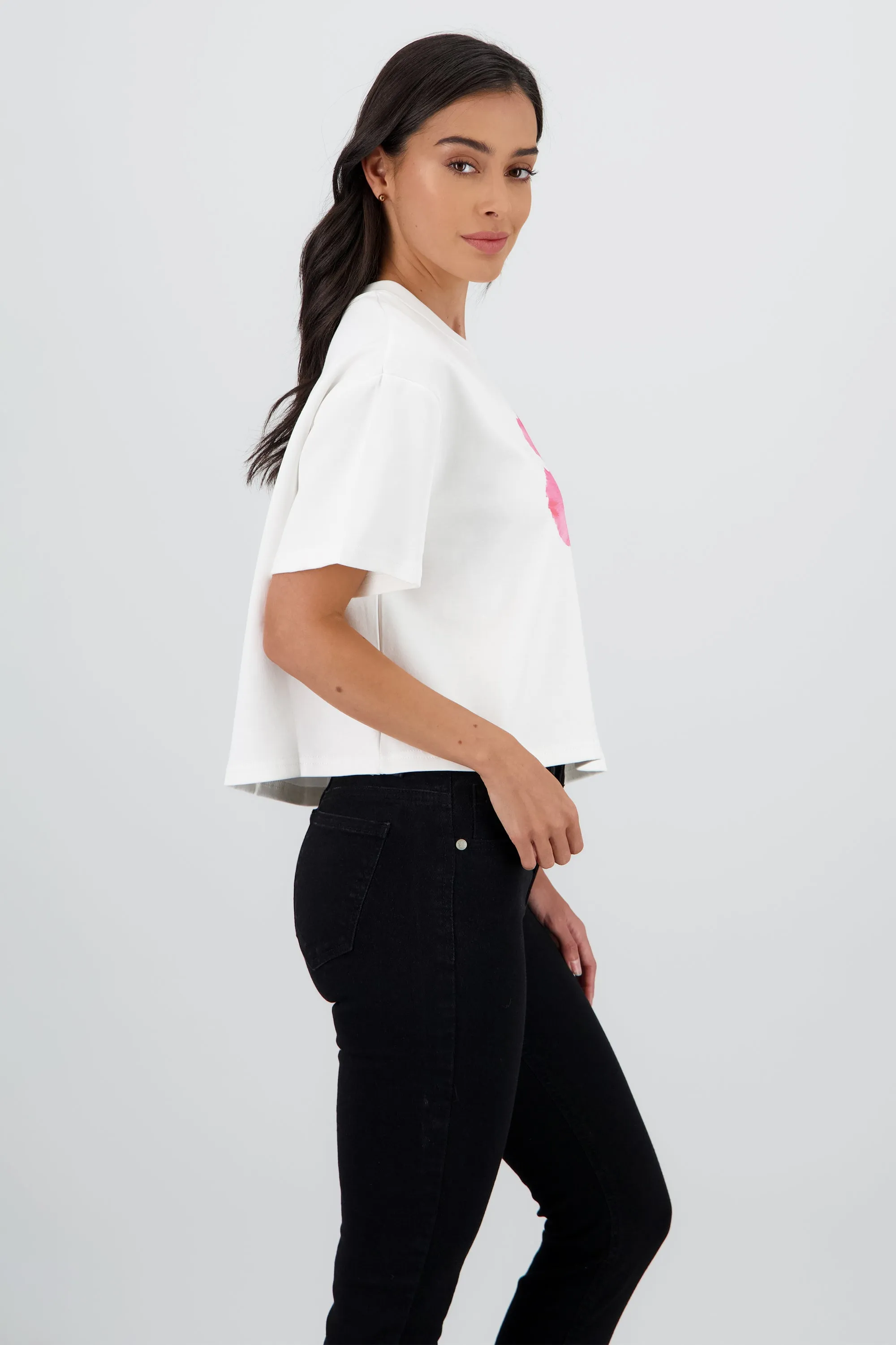 Playera manga corta crop estampado flor sold by Shasa product image thumbnail 3