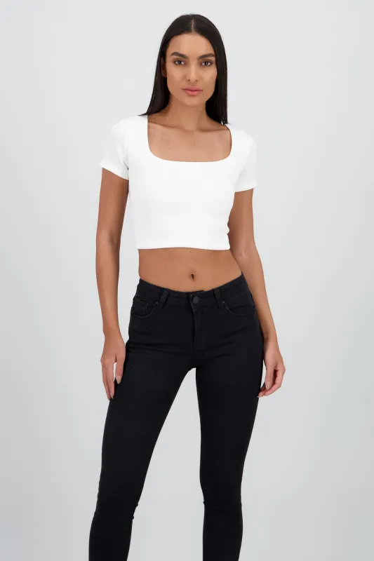 Top corto escote cuadrado doble tela sold by Shasa