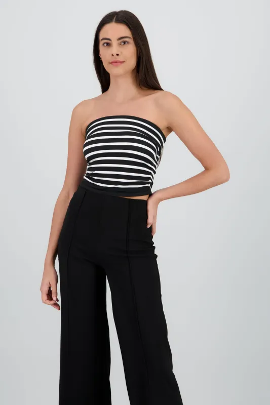 Top strapless de rayas con frunce de lado sold by Shasa