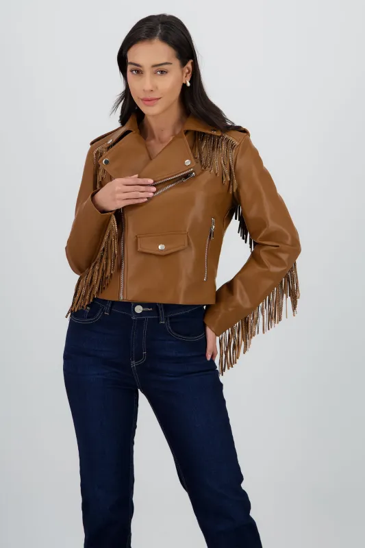Chamarra Biker Fringe Brillos sold by Shasa
