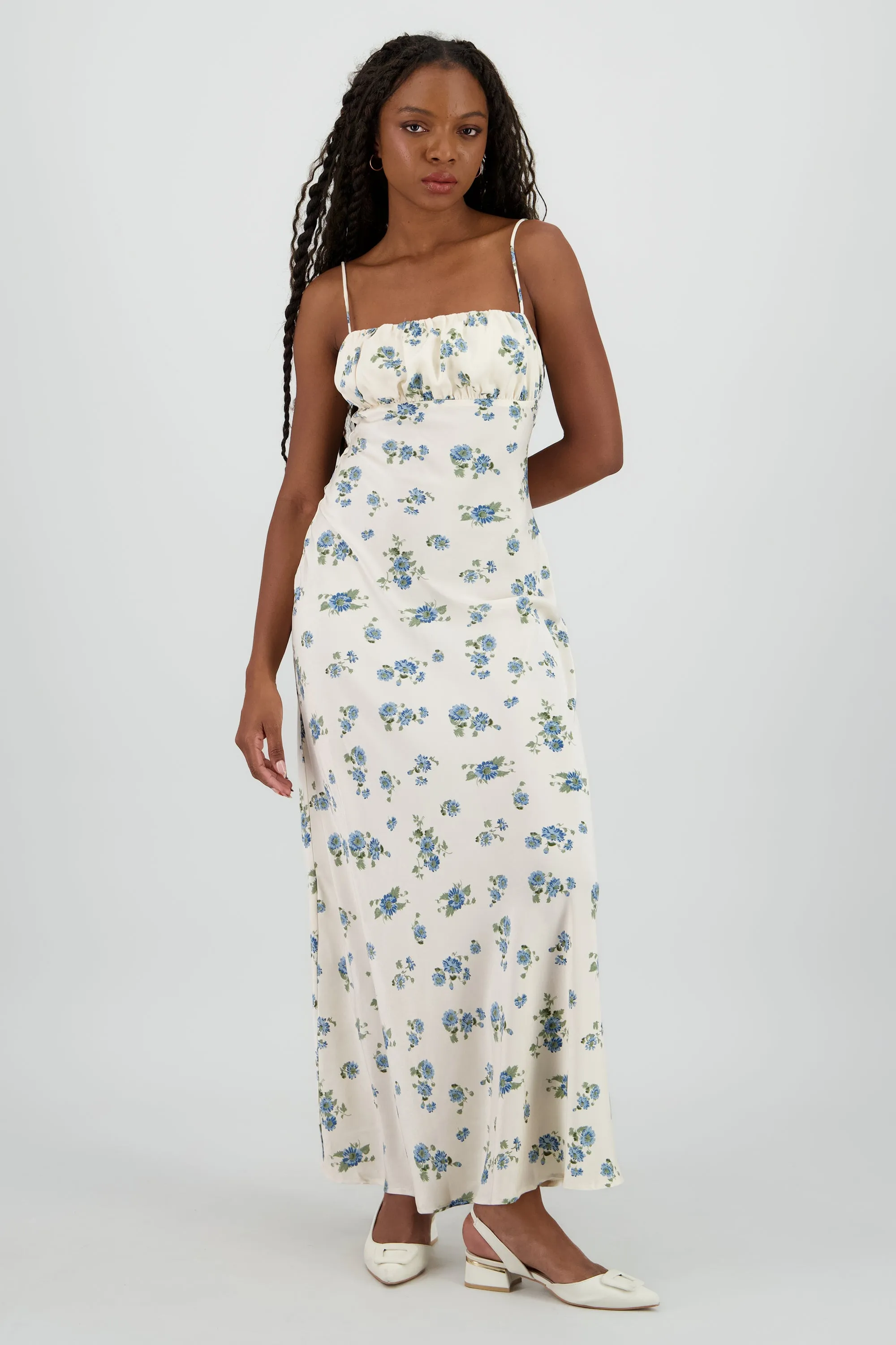 Vestido maxi satinado de flores sold by Shasa product image thumbnail 2